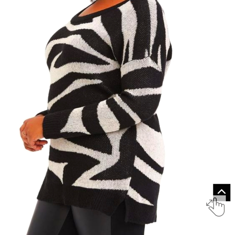 Zebra Jacquard Pullover Sweater